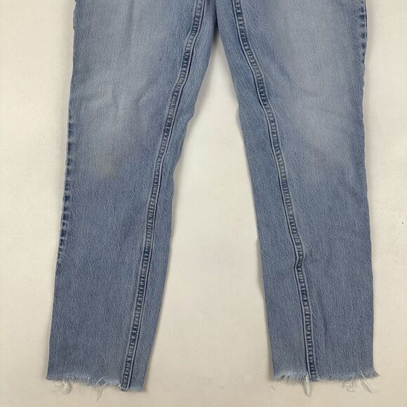 Abercrombie & Fitch 24 / 00 A&F Mom Jean Denim Blue High Rise Cut-Off Light Wash - Picture 4 of 11